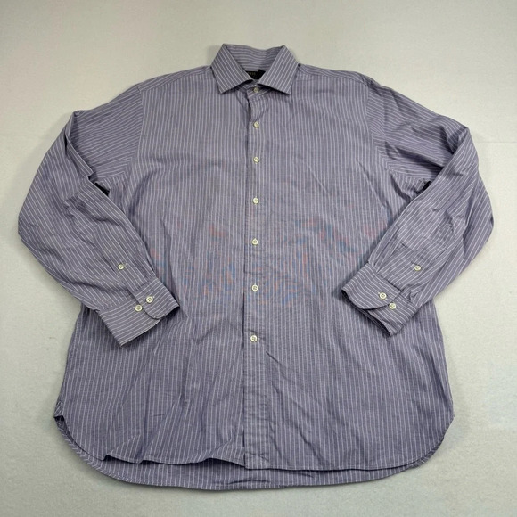 Polo Ralph Lauren Button Down Shirt Mens Size 16 1/2 34/35 Purple White Stripe - Picture 1 of 6